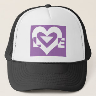 Love White on Purple Trucker Hat