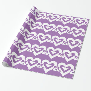 Love White on Purple Wrapping Paper
