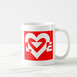 Love White on Red Coffee Mug