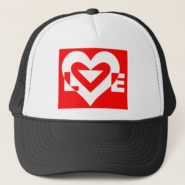 Love White on Red Trucker Hat (Front)