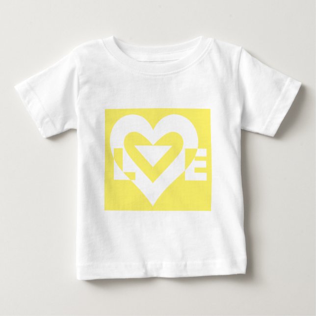 Love White on Yellow Baby T-Shirt (Front)