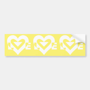 Love White on Yellow Bumper Sticker