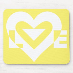 Love White on Yellow Mouse Pad
