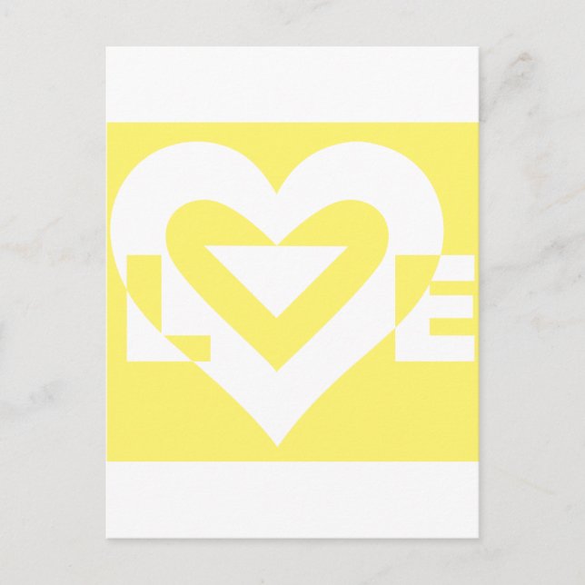 Love White on Yellow Postcard (Front)