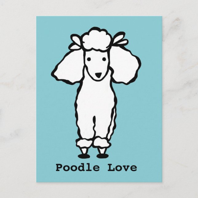 Love White Poodle Dog Postcard (Front)