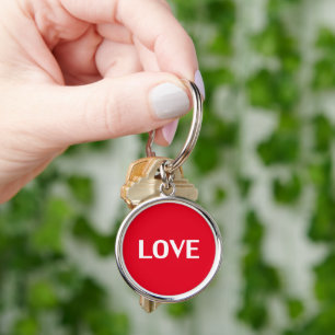 Love white red modern typography cute key ring