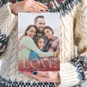 LOVE White & Red Overlay Photo Modern Holiday Ca