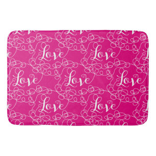 LOVE white seamless pattern with LINES Bath Mat