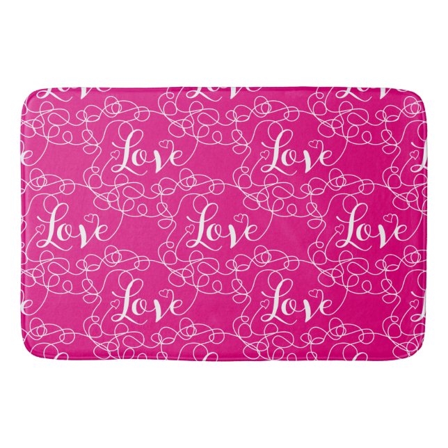 LOVE white seamless pattern with LINES Bath Mat (Front)
