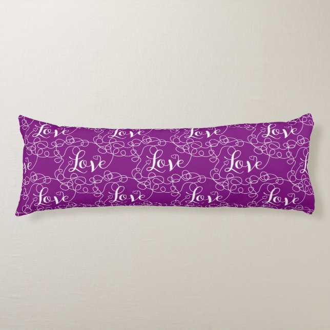 LOVE white seamless pattern with LINES Body Cushion (Front)