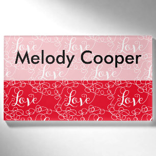 LOVE white seamless pattern with LINES Name Tag