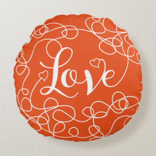 LOVE white seamless pattern with LINES Round Cushion