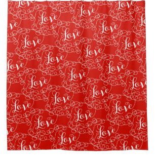 LOVE white seamless pattern with LINES Shower Curtain