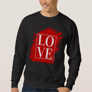 LOVE WHITE TYPOGRAPHY RED ART SWEATSHIRT
