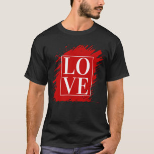 LOVE WHITE TYPOGRAPHY RED ART T-Shirt