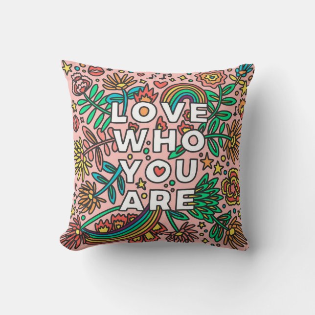 Love who you are pride doodle cushion (Front)