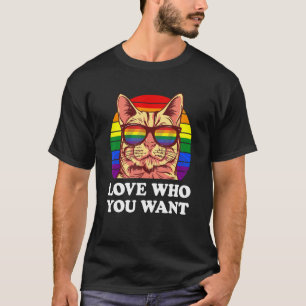 Love Who You Want Purride Cat Rainbow Lgbtq Pride T-Shirt