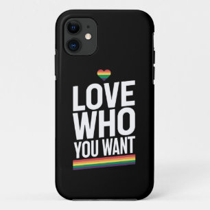 Love Who You Want Rainbow Gay Pride Flag LGBTQ iPhone 11 Case