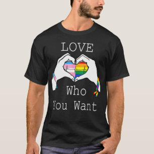 Love Who You Want Rainbow Heart Lgbt Gay Lesbian P T-Shirt