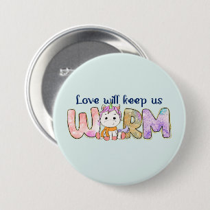 Love Will Keep Us Warm Adorable Unicorn Winter 7.5 Cm Round Badge
