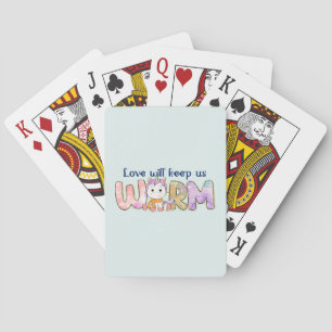 Love Will Keep Us Warm Adorable Unicorn Winter Playing Cards