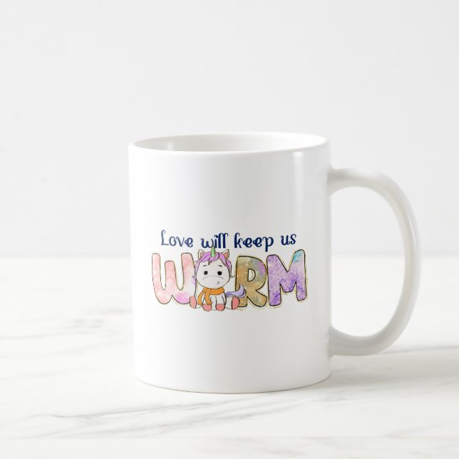 Love Will Keep Us Warm | Unicorn Winter Coffee Mug (Right)