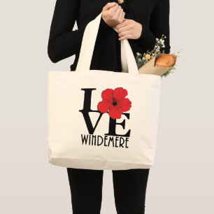 LOVE Windemere Florida Red Hibiscus Large Tote Bag