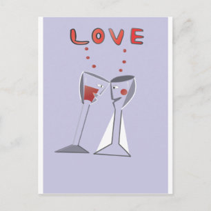 Love Wine Glasses Postcard