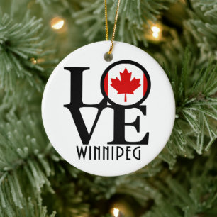 LOVE Winnipeg Canada Ceramic Ornament