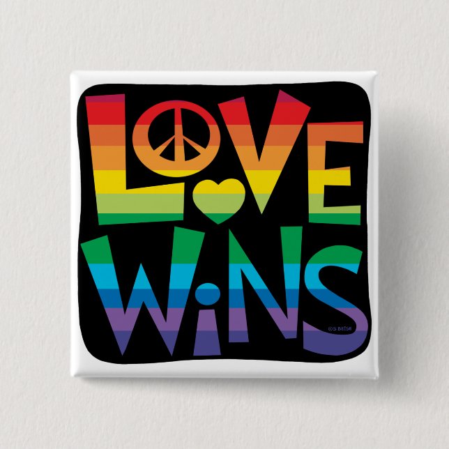 Love Wins! 15 Cm Square Badge (Front)