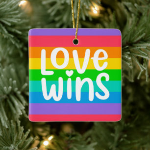 Love Wins Ceramic Ornament