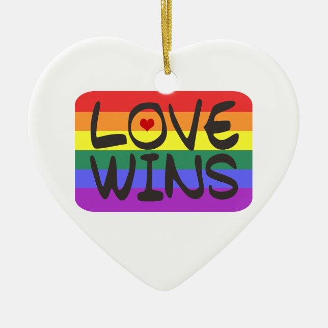 Love Wins Ceramic Tree Decoration (Front)