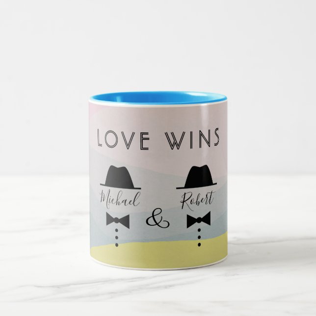 Love Wins Colourful Gay Pride Two-Tone Coffee Mug (Center)
