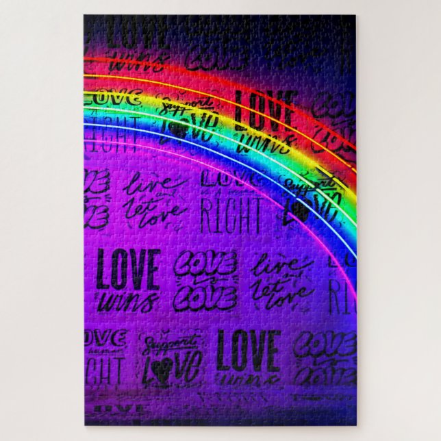 Love Wins Gay Pride LBGQT Rainbow Jigsaw Puzzle (Vertical)