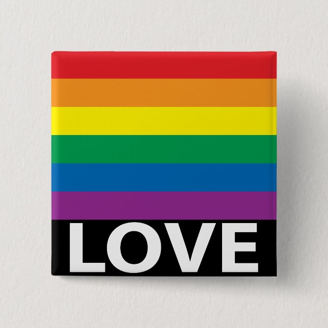 Love Wins! Gay Pride Rainbow Love Button Pin (Front)