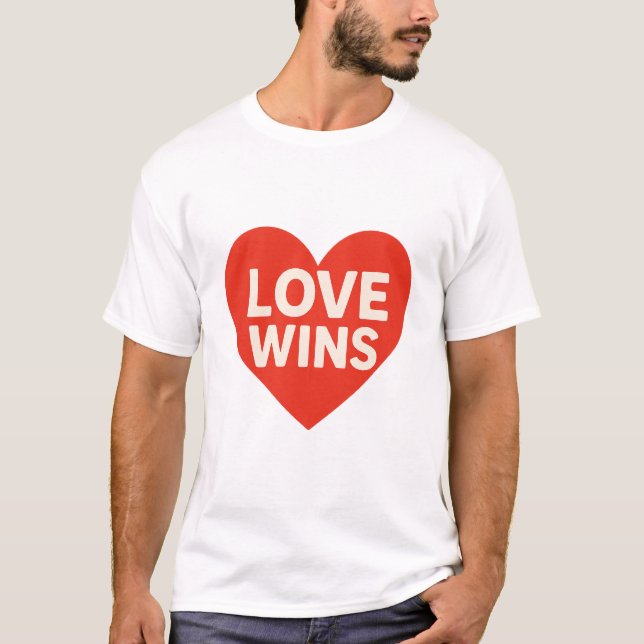 Love Wins Heart Design T-Shirt (Front)