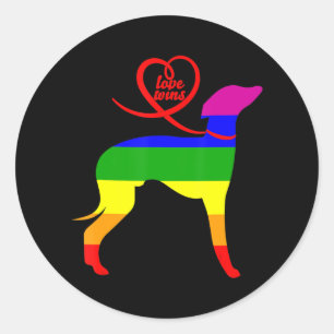 Love Wins Italian Greyhound Lgbt Pride Classic Round Sticker