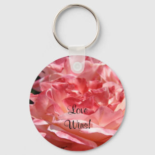 Love Wins! key chain Pink Rose Flower keychains