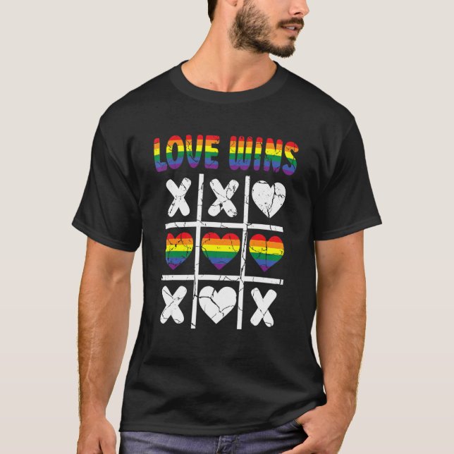 Love Wins Lgbtq Ally Tic Tac Toe Pride Month Rainb T-Shirt (Front)