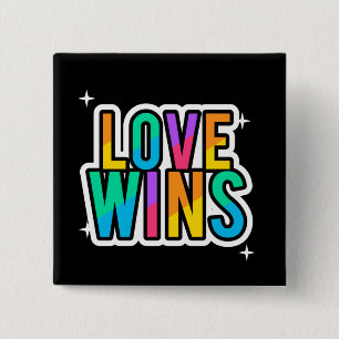 Love wins. LGBTQ+Pride. Rainbow. 15 Cm Square Badge