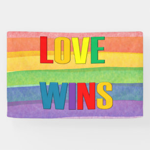 Love wins LGBTQ+ / Pride Rainbow Slogan Banner