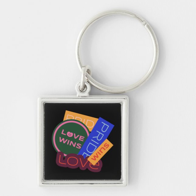 Love wins. Pride. Pride wins. LGBT+Pride   Key Ring (Front)