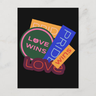 Love wins. Pride. Pride wins. LGBT+Pride Postcard