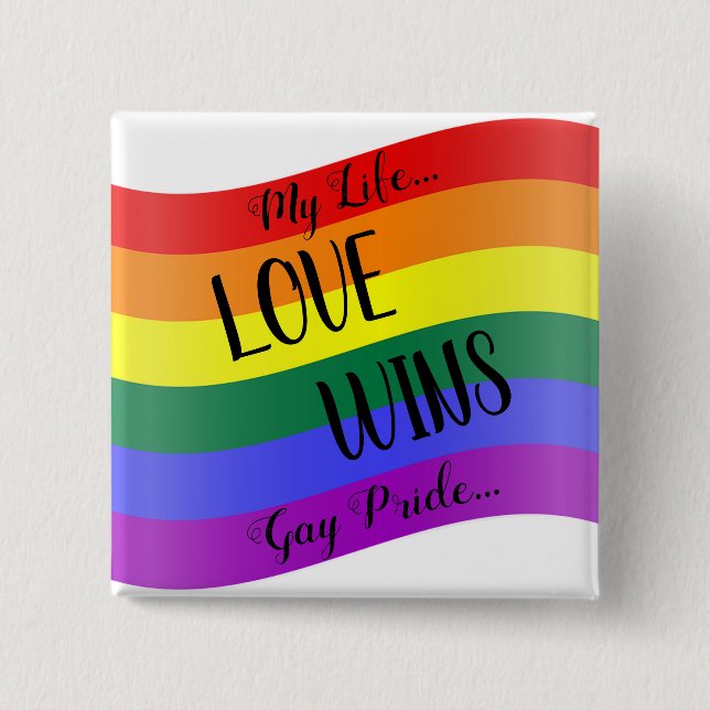 Love Wins Rainbow 15 Cm Square Badge (Front)