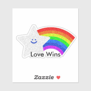 Love Wins Rainbow And Smiling Stars Glitter