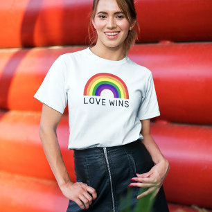 Love Wins Rainbow Arch Womens White T-Shirt