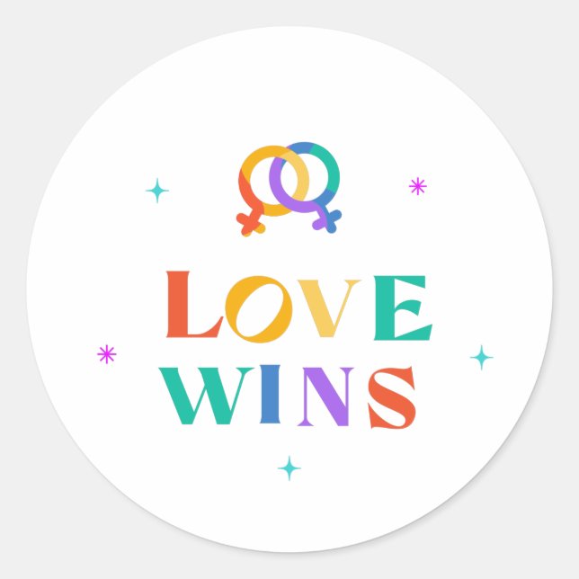 Love Wins Rainbow   Classic Round Sticker (Front)