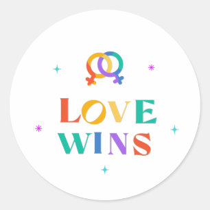Love Wins Rainbow   Classic Round Sticker