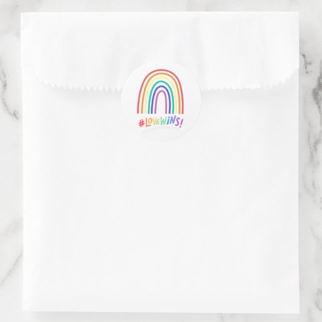 Love Wins Rainbow Colours Drawing  Classic Round Sticker (Bag)