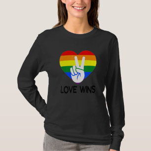 Love Wins Rainbow Flag Heart Gay Pride Lesbian Lgb T-Shirt